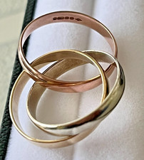 Gold 9ct Wedding Ring Tri Colour Gold Russian Wedding Band Ring Size K