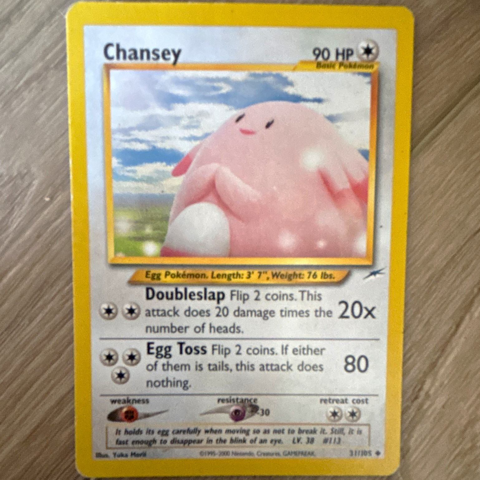Pokemon TCG Base Set Chansey 3/102 Rare Unlimited English 90 HP 1999 WOTC