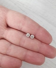 2 Ct Round Cut Lab Created Stud Earrings 14k White Gold Plated Push Back 6mm