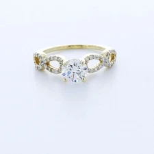 1.13ctw Natural Diamonds G/SI1 Round Cut 14K Yellow Gold Twist-Band Accent Ring