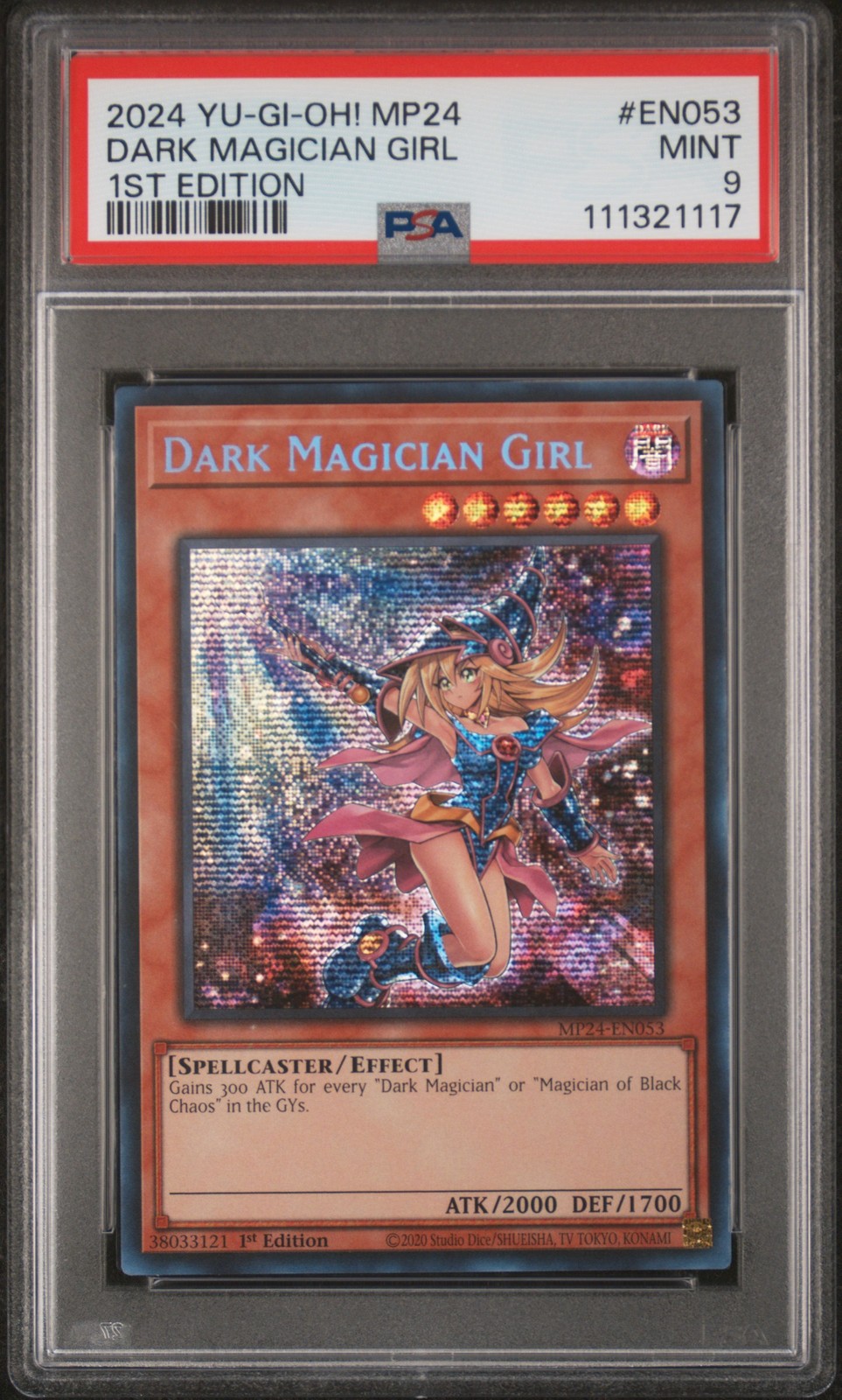 2024 YU-GI-OH! MP24-25TH ANV TIN: DUELING MIRRORS DARK MAGICIAN GIRL PSA 9