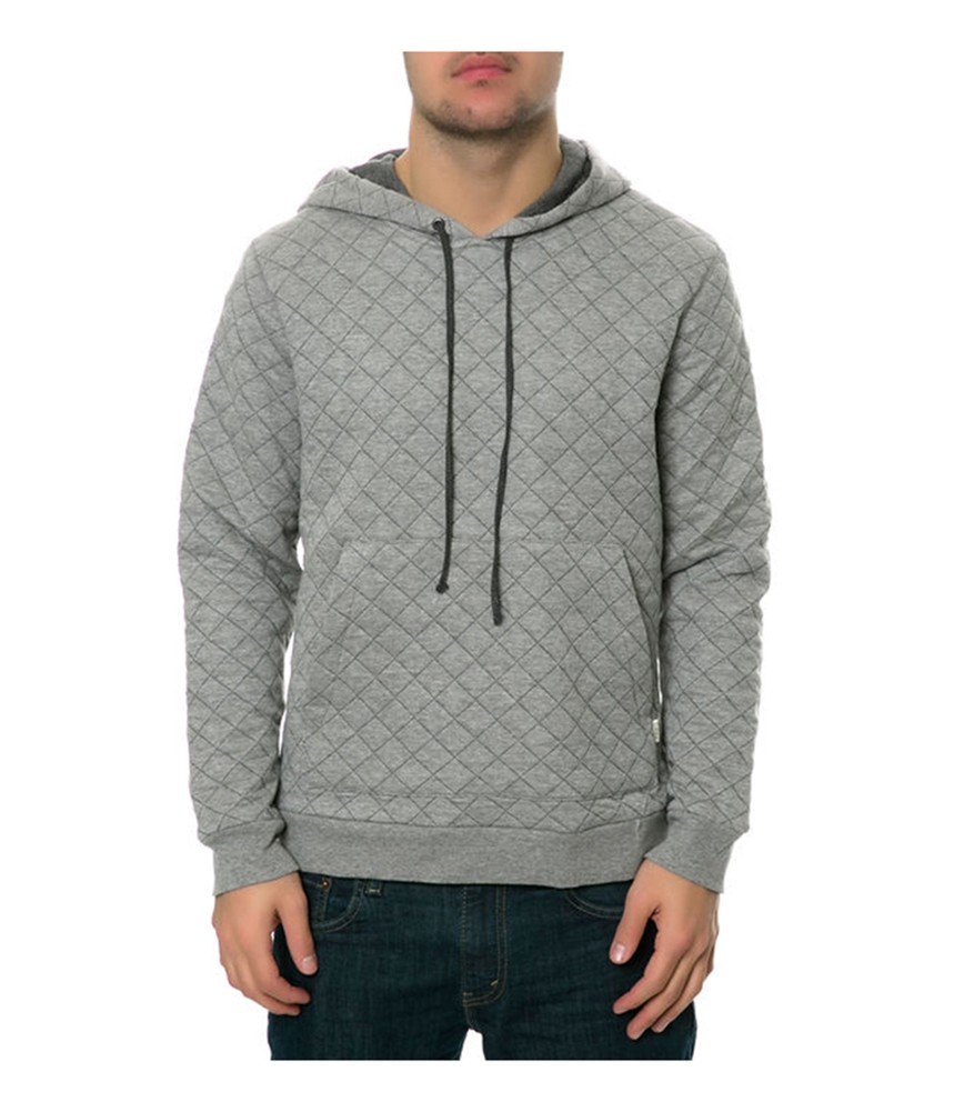 AMBIG Mens The Dwight Quilted Hoodie Sweatshirt, Grey, Small