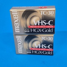 Sealed Maxell TC-30 VHS-C Premium High Grade HGX-Gold Camcorder Tapes - 2x