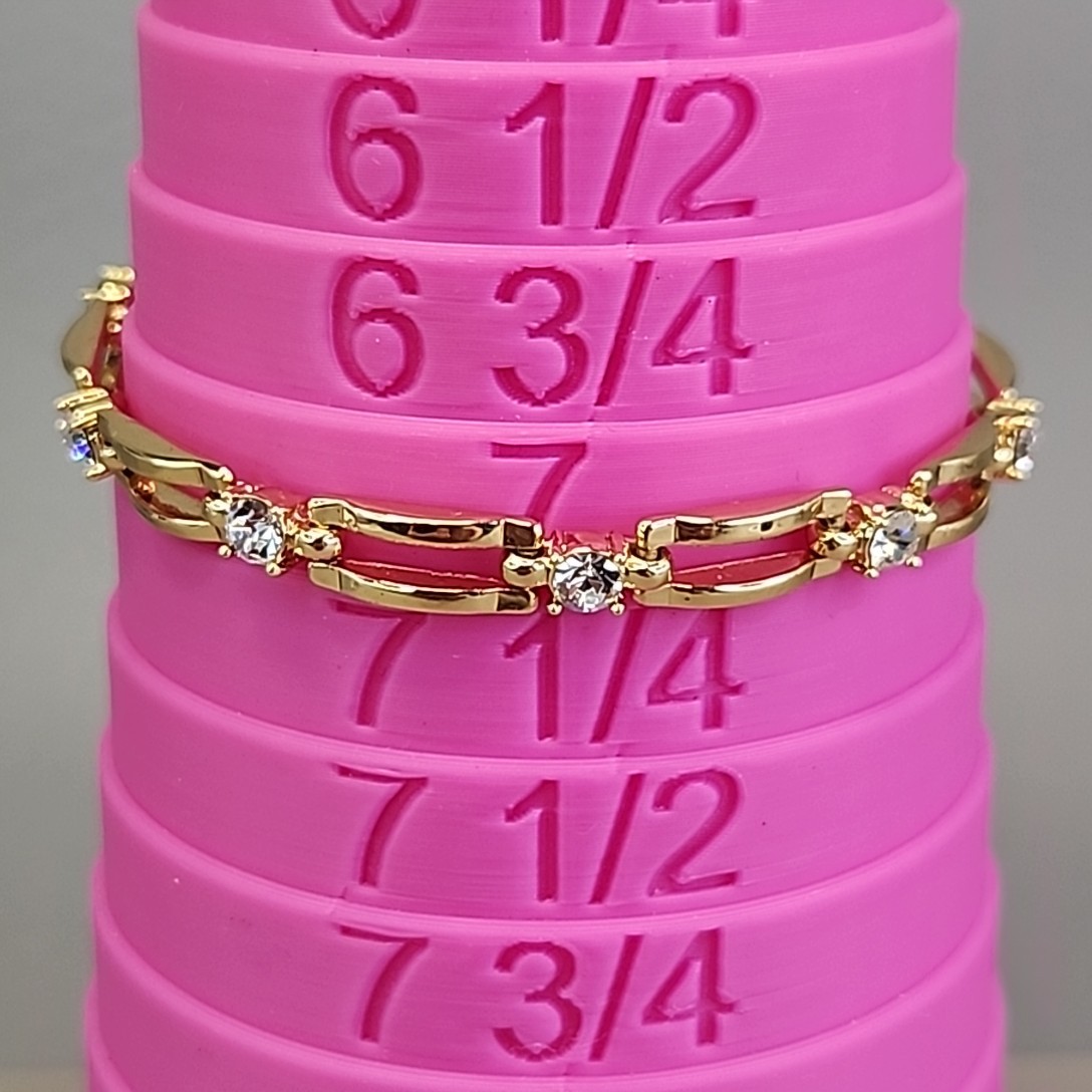 Rhinestone Chain Bracelet Rectangle Linked Gold T… - image 2