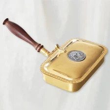 Vintage MP 24kt Gold Plated Silent Butler Crumb Catcher Wood Handle From Italy