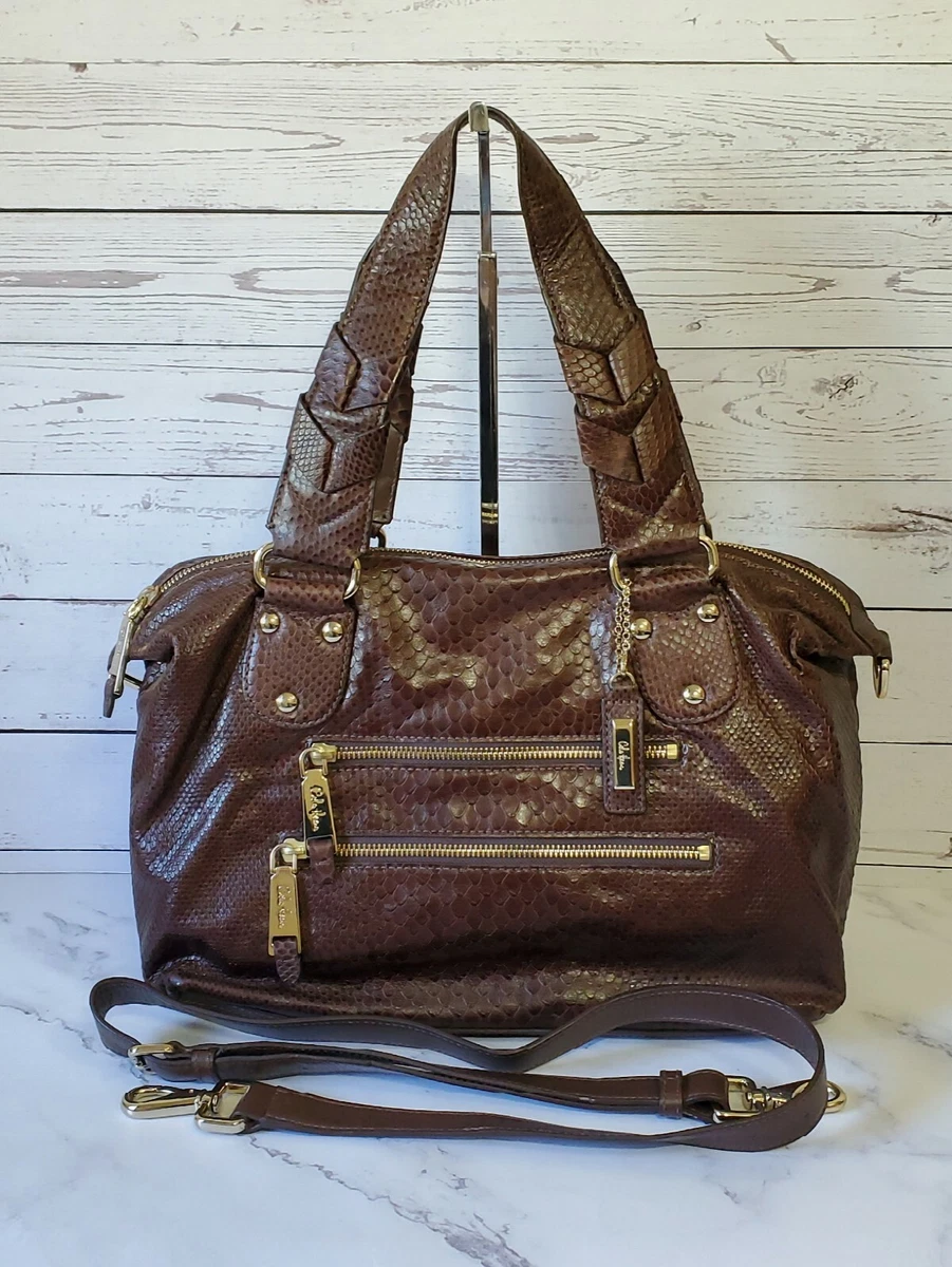 Cole Haan Bethany Snakeskin Leather Shoulder Bag B31121 BROWN