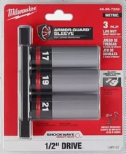 Milwaukee 3 PC 1/2" Metric Lug Nut Socket Set Impact Duty SHOCKWAVE  49-66-7830