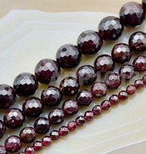 Faceted Natural Dark Red Garnet Gemstone Round Spacer Beads 15'' Strand