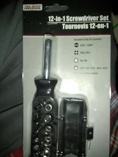 Tool Bench Hardware 6 Bits, 5 Sockets & Socket Adapter 12-in-1 Screwdriver Set 