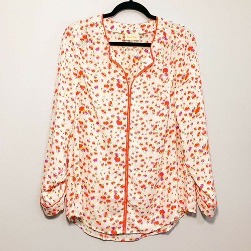 Modcloth Floral Print Cream Split Neck 