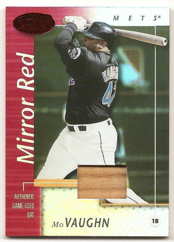 2002 LEAF CERTIFIED MO VAUGHN MIRROR RED GU BAT #48/150 YANKEES #123