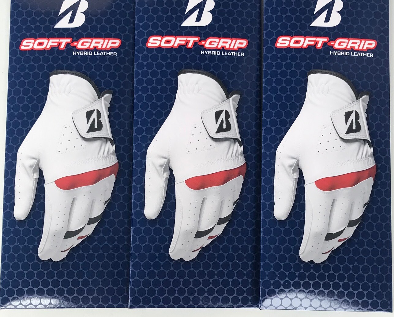 New (3) Bridgestone Soft Grip Leather Hybrid Men's Golf Gloves PK Size