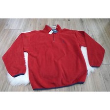 NWT NAUTICA Men's Large 1/4 Zip Polyester Fleece Pullover Sweatshirt Radish Red