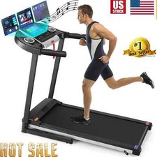 3.25HP Folding Treadmill with 10" HD TV Touchscreen  Incline for Home Gym HOT  