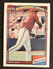 1991 Topps Bazooka Shining Star Felix Jose Card #17 Cardinals OF VGEX O/C