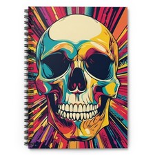 Pop Art Skull Journal Spiral Notebook Ruled Line Colorful Skull Art Notebook