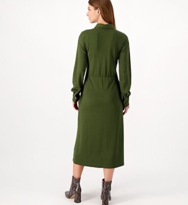 J Jason Wu Regular Draped Shirt Dress Military Green Medium A523314 | eBay