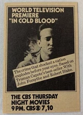1972 small CBS tv ad ~ movie IN COLD BLOOD John Forsythe, Robert Blake