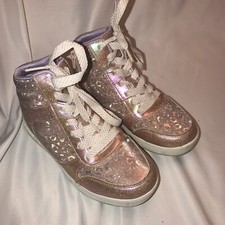Skechers Standouts 2.0 Leopard Shine Rose Gold Glitter 310909L Girls HighTop 3.5