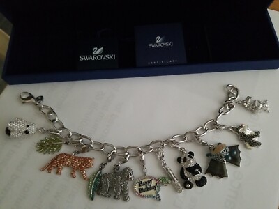 Swarovski Crystal Charm Bracelet With 11 Charms!!