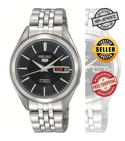 blæse hul Og hold overvåge SEIKO 5 Automatic SNKL23K1 SNKL23 21 Jewels Black Dial Stainless Steel Men  Watch | eBay