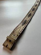 NOCONA BELT CO Ivory STITCHED LEATHER 30 Small 26-32" Western Interchangeable