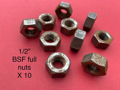 PACKUNG VINTAGE 10 X BSF 1/2 ZOLL VOLLE MUTTERN ALTER BESTAND IMPERIAL