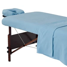 Master Massage Universal Natural Cotton Flannel Table Sheet set 3pcs, Sky Blue