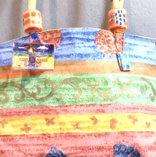 NWD Sun n Sand Hand Made Artistic Shoulder Tote Boho Beach Bag Sea Shells Sz L