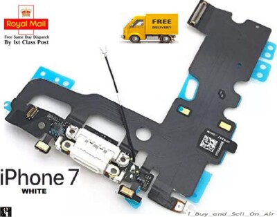 Neu WEISS Ladestation Anschluss Flex Kopfhörer Buchse Antenne Mikrofon für iPhone 7 4,7''