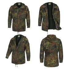 Army Jacket German Parka Original Military Hooded Field Combat Flecktarn Camo