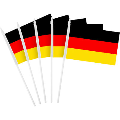 G128 50 Pack Handheld Germany German Stick Flags 4x6 In, Printed 150D Polyester