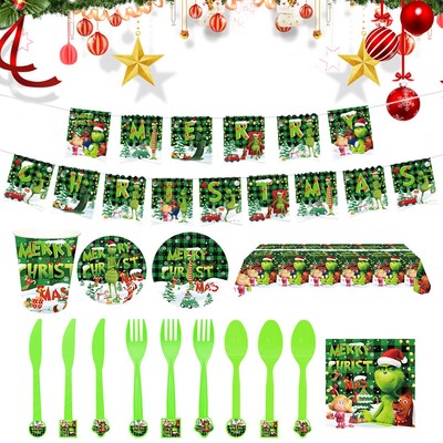 Christmas Party Supplies The Grinch Tableware Pack Grinchmas LR | eBay ...