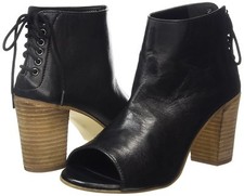 DUNE INDIANNA SIZE 3 36 BLACK REAL LEATHER MID HEEL ANKLE SHOE BOOTS  BNWB