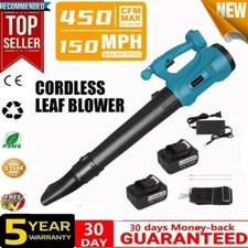 Leaf Blower Cordless 450 CFM Handheld Electric Leaf Blower with 2 Batteries 18V