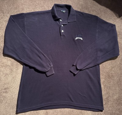 VTG Karl Kani Long Sleeve Polo Sz 2XL Blue Embroidered Collared Hip Hop Y2K