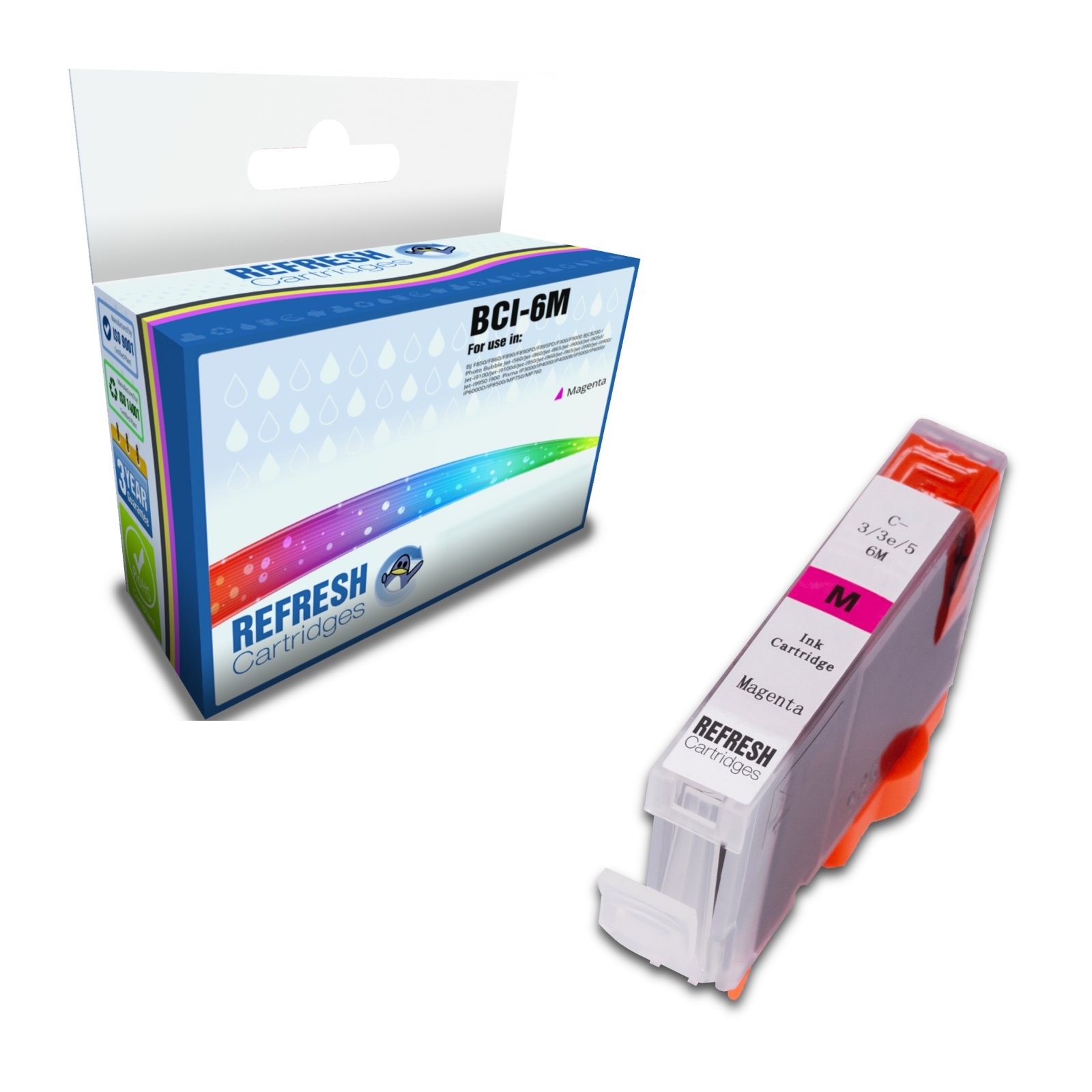 Refresh Cartridges Magenta BCI-3M/BCI-6M Ink Compatible With Canon Printers