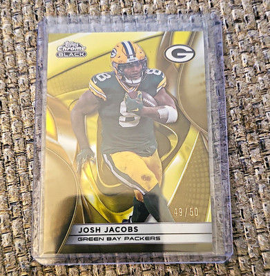 Topps 2024 Chrome Black Josh Jacobs Gold Refractor #39 Packers 49/50