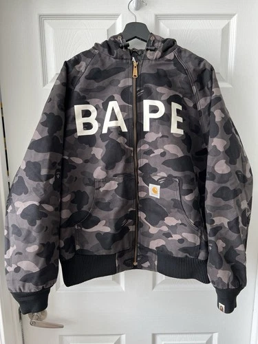 Bape x Carhartt Black & Grey Camo Jacket With Hood image 3