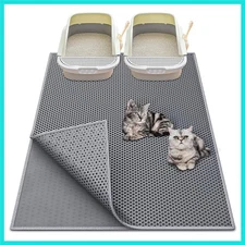 Cat Litter Box Mat: 36"x 30" Waterproof Kitty Cat Litter Trapping Mat, Easy-c...