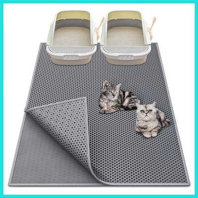 Cat Litter Box Mat: 36''x 30'' Waterproof Kitty Cat Litter Trapping Mat, Easy-c...