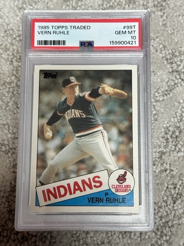 1985 TOPPS TRADED BASEBALL CARD PSA 10 VERN RUHLE CLEVELAND INDIANS