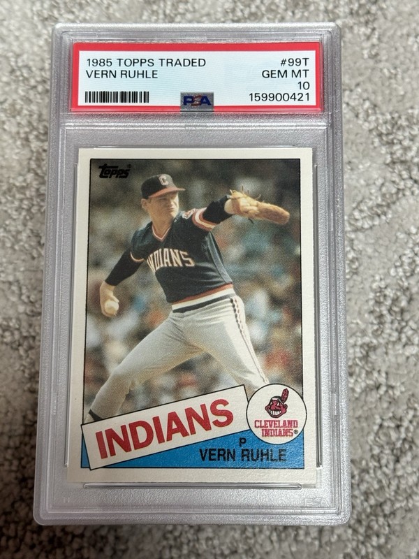 1985 TOPPS TRADED BASEBALL CARD PSA 10 VERN RUHLE CLEVELAND INDIANS