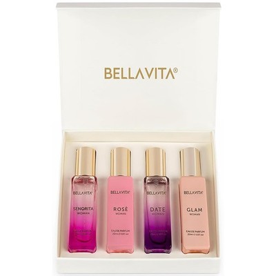 BellaVita Luxury Women's Perfume Gift Set | 4x20ml | Notes of Floral, Sweet,