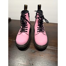 Dr. Doc Martens Pink Patent Leather Lace Up Zip Boots Kids Sz 1 Youth 1460J