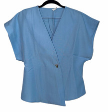Halara Women s Blue Solid Woven V-Neck Wrap L...