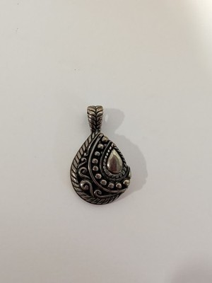 925 Sterling Silber Bali Paisley verzierte Träne Boho Anhänger
