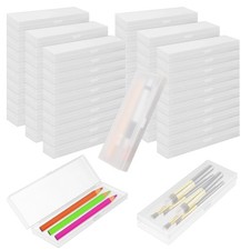 85 Pcs Pencil Boxes Bulk with Hinged Lids Plastic Storage Clear Organization ...