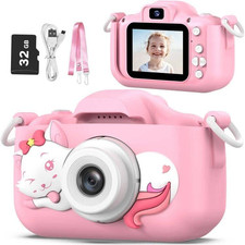 Kids Selfie Digital Camera Toy w/ Protective Cover 32GB SD Card Ages 3-10