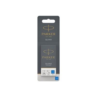 Parker 3016031PP PARKER QUINK Long Fountain Pen Ink 5 Count (Pack of 1), Blue